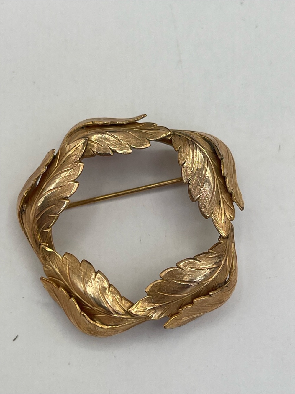 Corocraft 14K GF Gold Leaf Wreath Brooch - Elegant Women’s Jewelry
